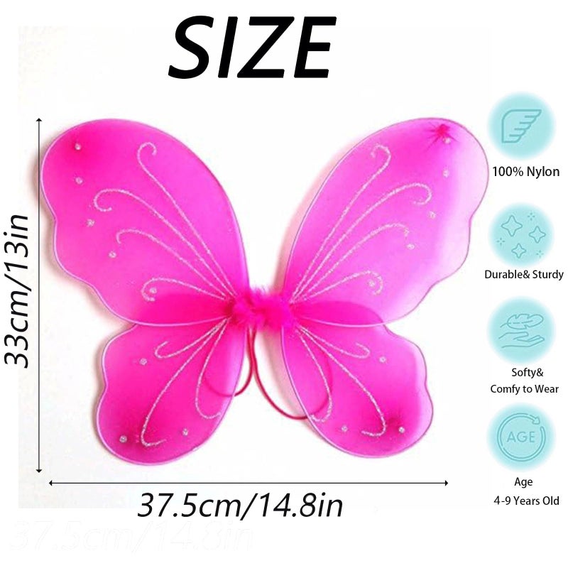 Dushi Girls Butterfly Fairy Wings for Fairy Costumes Sparkle Fairy Princess Wings Party Favorâ€¦ (hot pink-fbm) - Image 4
